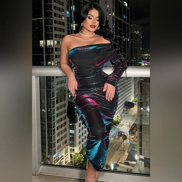 One Shoulder Bodycon Dress MED - Picture 1 of 5